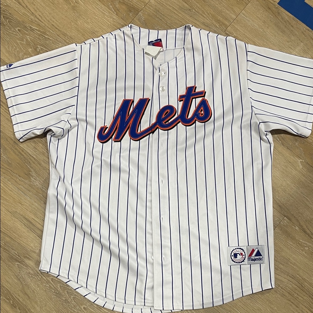 Vintage  Majestic White Pinstripe New York Mets Jersey size L